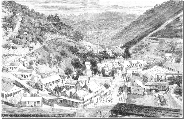 Lithograph of Walhalla in 1888